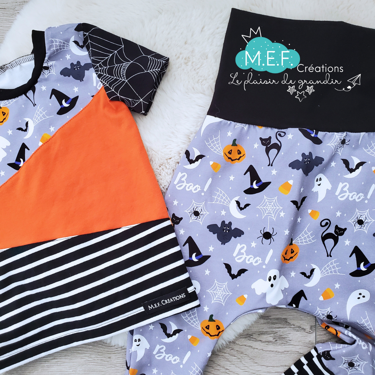T-shirt Halloween pour bébé et enfant, choix longueur de manches