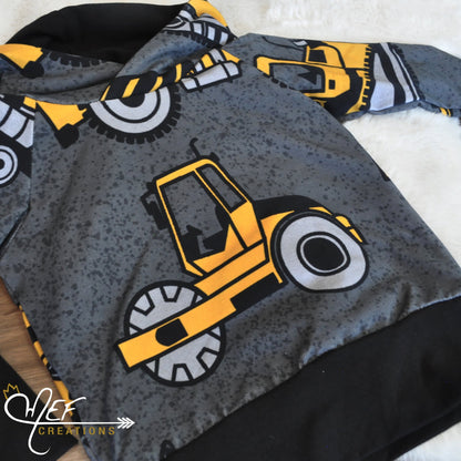 Hoodie bébé évolutif camions de construction