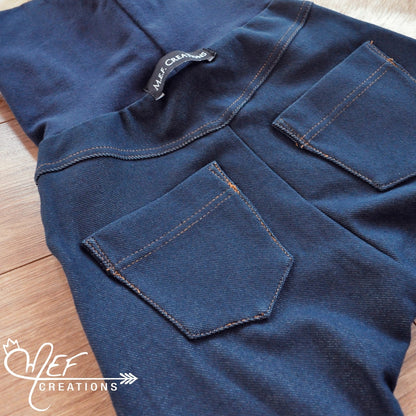 zoom sarouel jeans bleu vue de dos avec poches