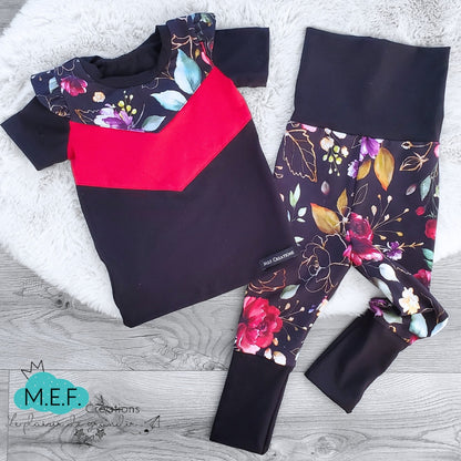 Pantalon évolutif fleuris ROUGE