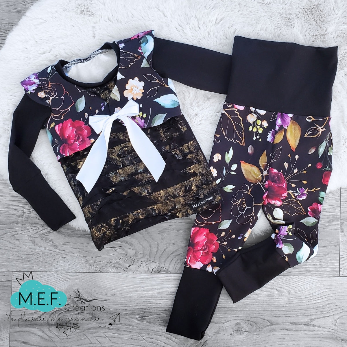 Pantalon évolutif fleuris ROUGE