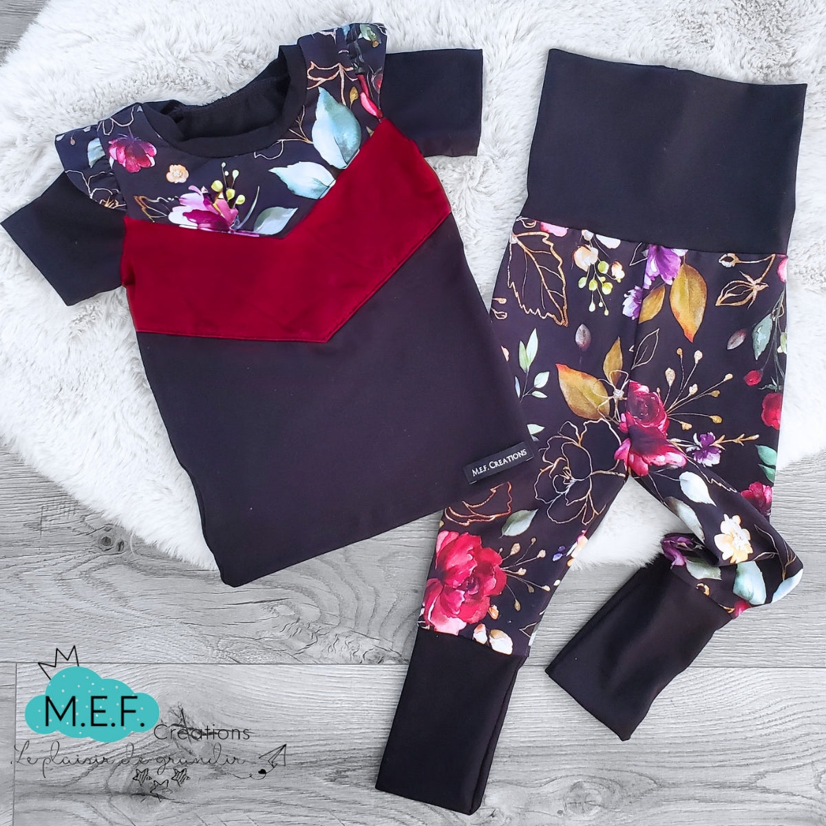 Pantalon évolutif fleuris ROUGE