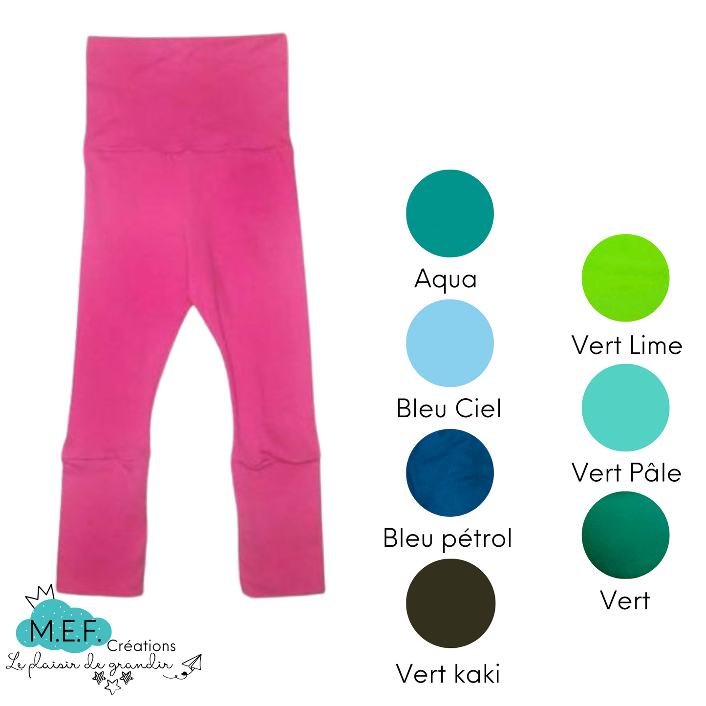 Legging fillette, 8 choix coloris froids