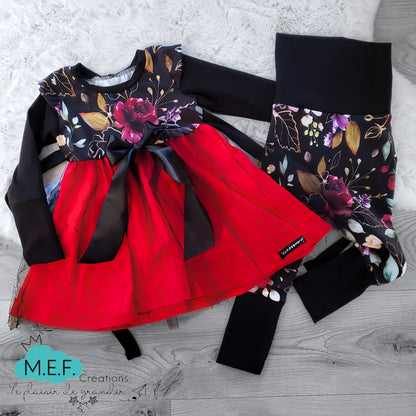 Robe de Noël fille, fleuris et tulles