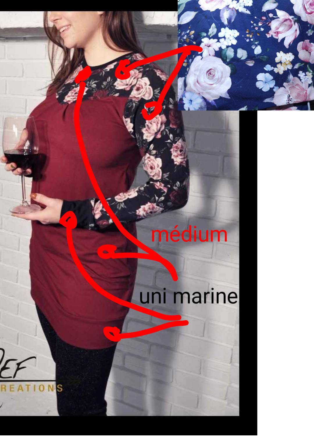 Commande personnalisé pour ariane beaupré, 2x tuniques femme médium fleuris