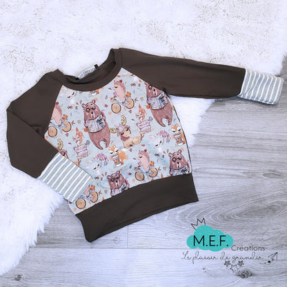 Sweater bébé animaux de la forêt, 3 à 12 mois, LIQUIDATION