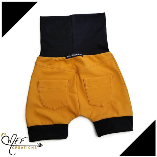 Short jeans moutarde poches au dos, 3 à 5 ans,