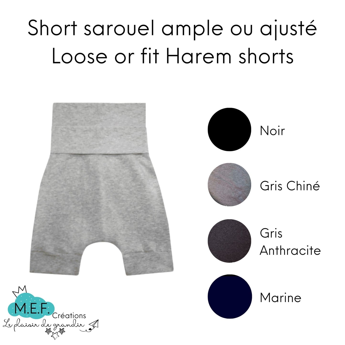 Short garçon, 4 choix coloris sombres