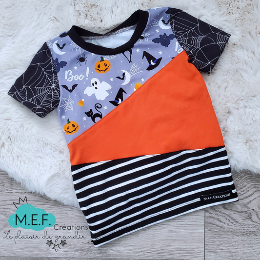 T-shirt Halloween pour bébé et enfant, choix longueur de manches