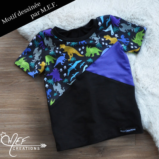 T-shirt dinosaure violet