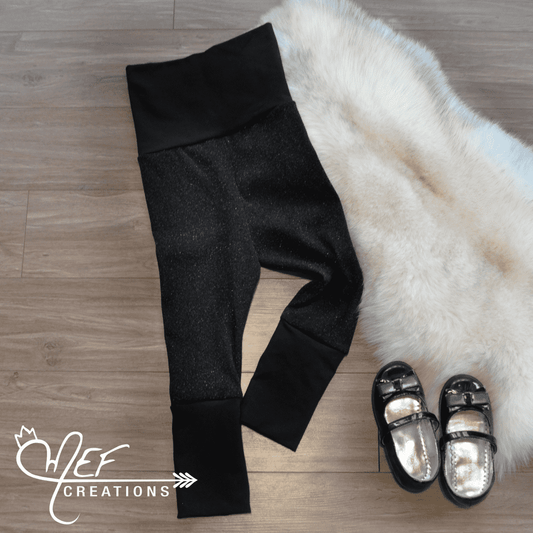 Legging fillette noir brillant chaud, LIQUIDATION, 3 à 12 mois