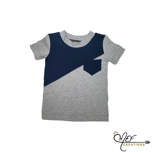 T-shirt asymétrique et poche marine 6 à 11 ans