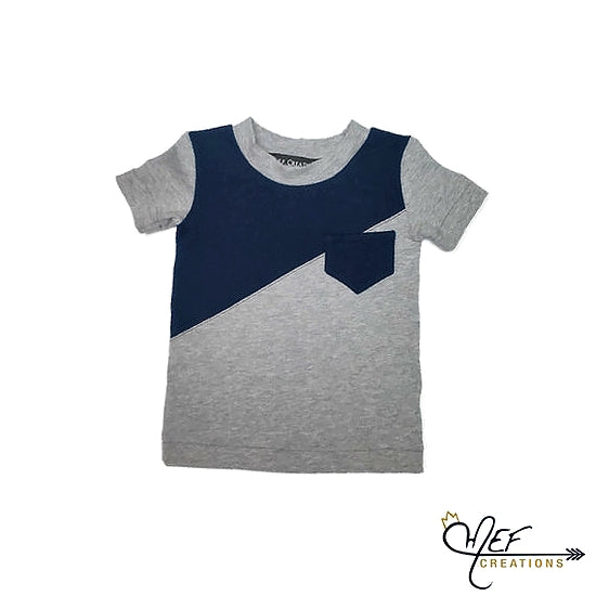 T-shirt asymétrique et poche marine 1 à 5 ans