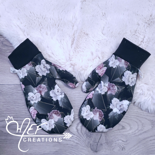 Mitaines adulte L/XL fleuris géométrique