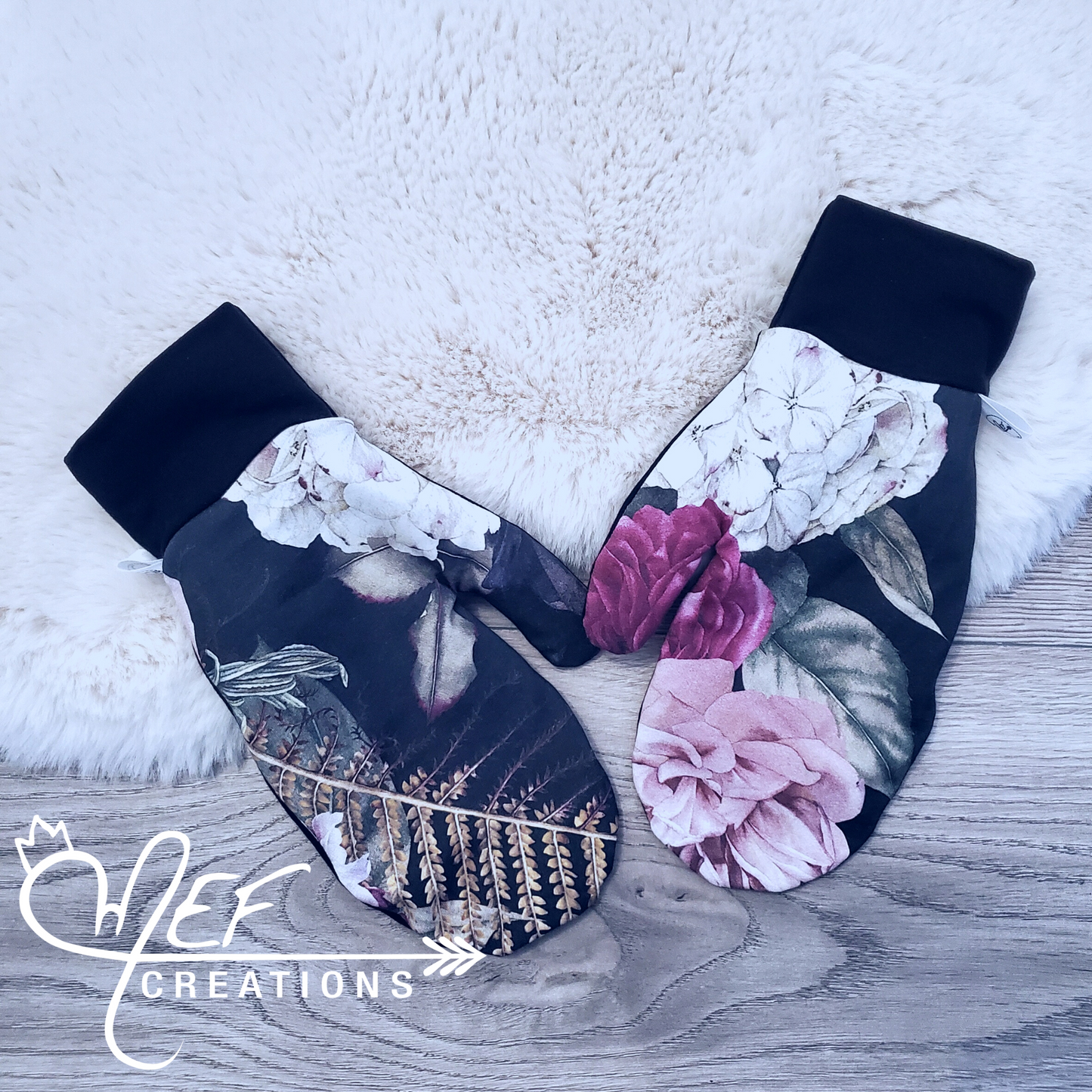 Mitaines adulte L/XL gros fleuris