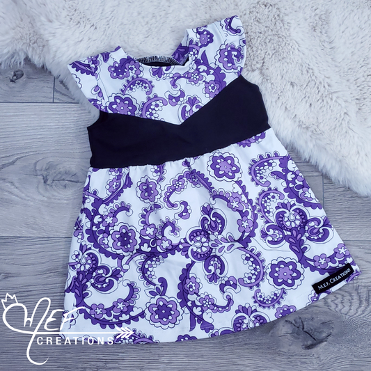 Robe bébé arabesque lilas 3 à 12 mois, LIQUIDATION