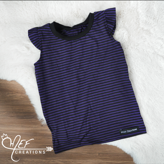 Camisole à volants lignée mauve et noire pour bébé et enfant