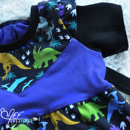 Robe dino colorés dessinés par MEF