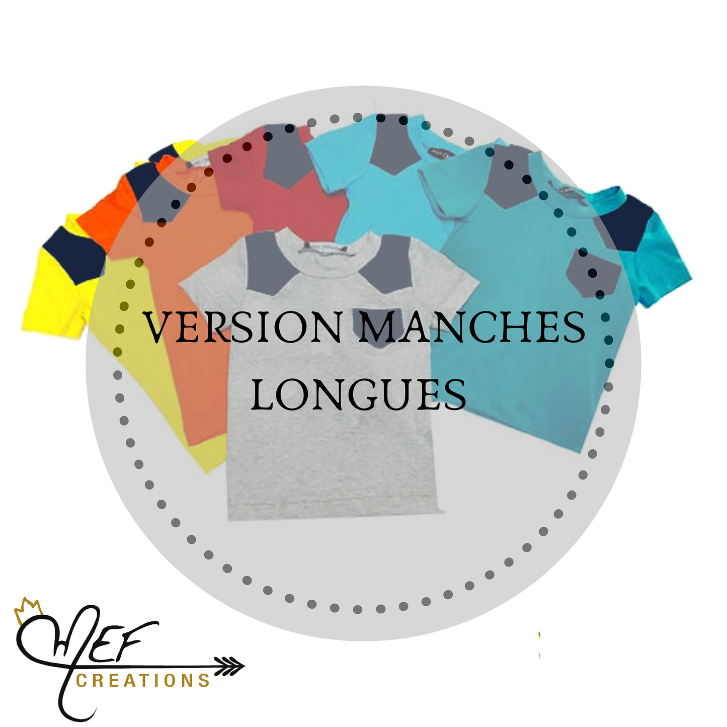 T-shirt bicolore avec empiècement et poche MARINE, manches longues et coloris au choix