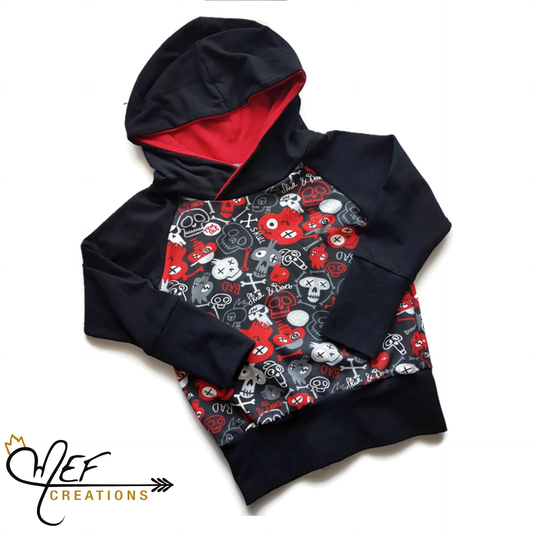 Hoodie tête de mort rouge pour bébé et enfant