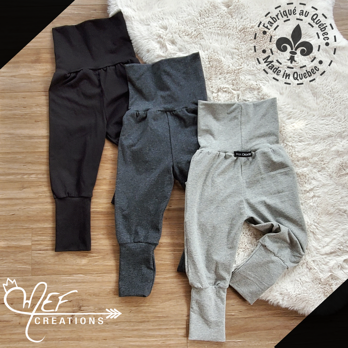 Lot de 3 jogging évolutif en coton, choix coloris, avec poches ou sans poches