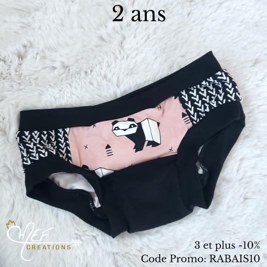 Culotte fille 2 ans, prêt-à-partir, panda