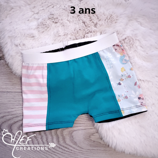 Boxer fille enfant 3 ans, prêt-à-partir, sirène