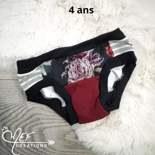 Culotte enfant 4ans, prêt-à-partir, fleuris jeans