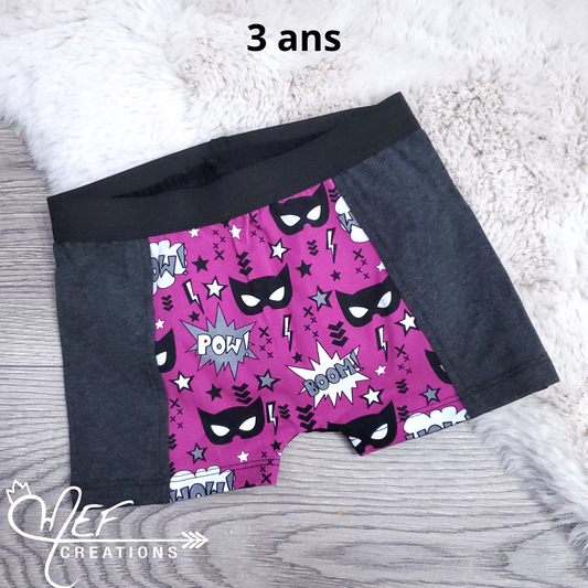 Boxer fille enfant 3 ans, prêt-à-partir, superhéro