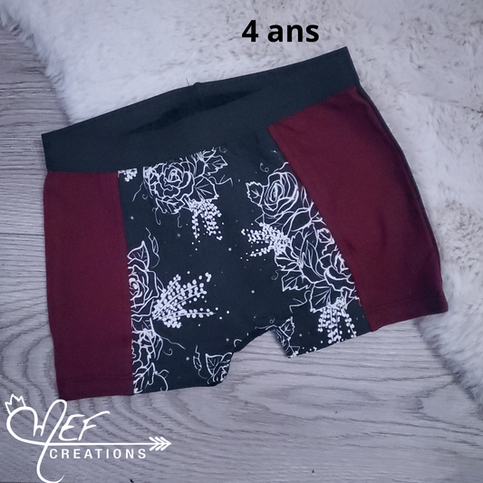 Boxer fille enfant 4 ans, prêt-à-partir, fleuris mef