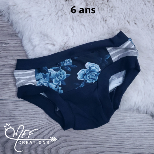 Culotte fille 6 ans, prêt-à-partir, fleuris marine version 2