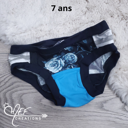 Culotte fille enfant 7 ans, prêt-à-partir, fleuris marine