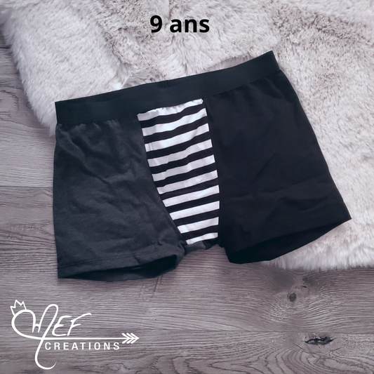 Boxer enfant 9 ans, prêt-à-partir, milieu rayé