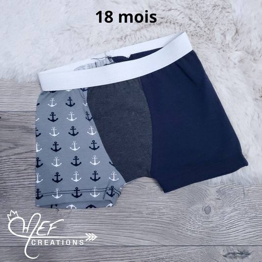 Boxer enfant 18 mois, prêt-à-partir, ancres