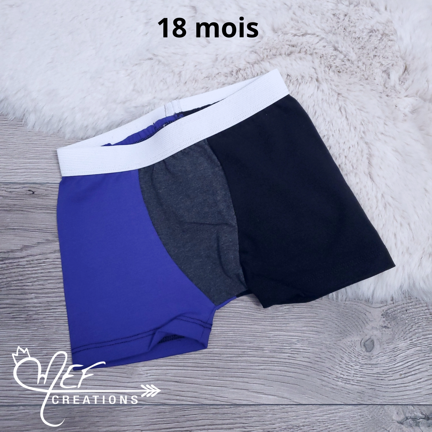 Boxer enfant 18 mois, prêt-à-partir, mauve sur le côté version1