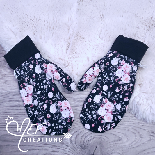 Mitaines adulte L/XL fleuris mini fleuris