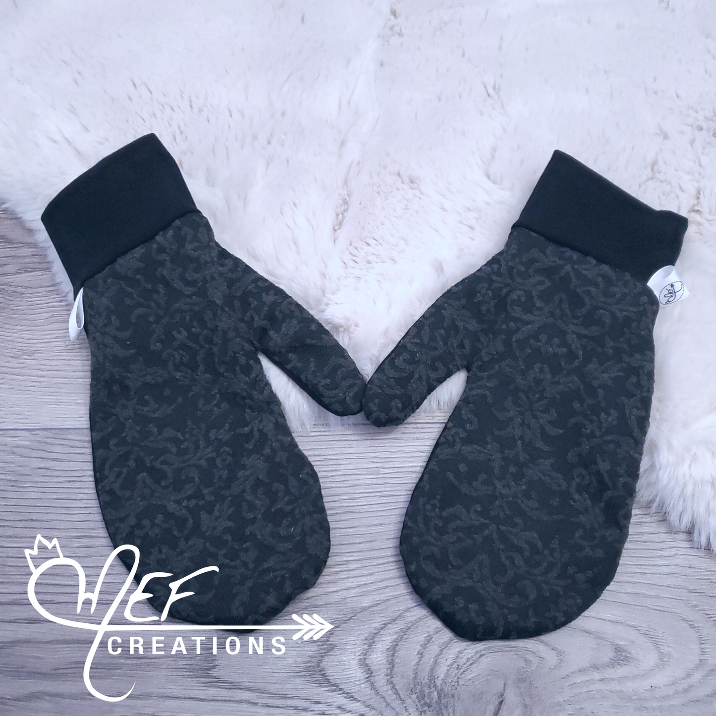 Mitaines adulte L/XL baroque gris et noir