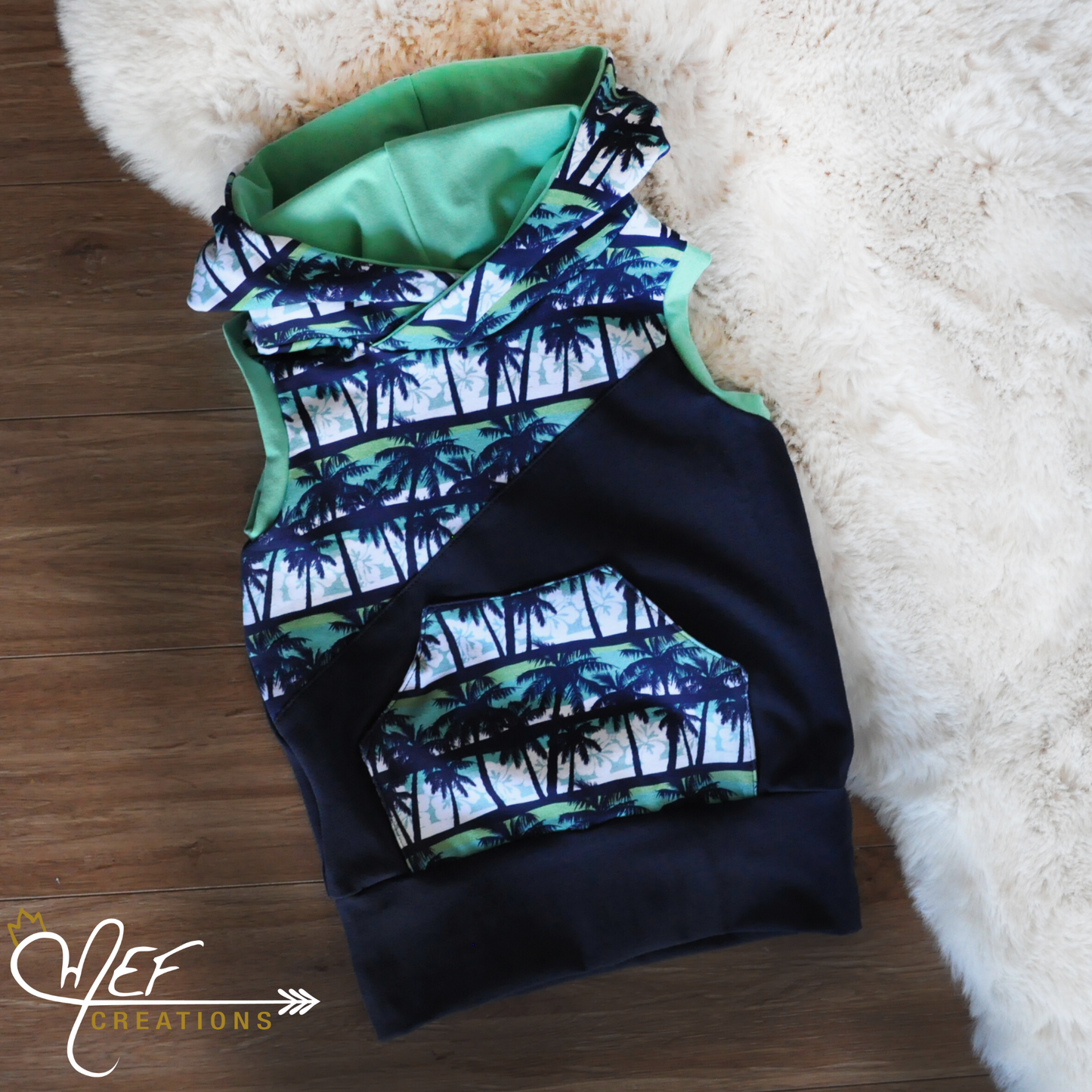 Hoodie motif de palmiers sans manches bébé et enfant
