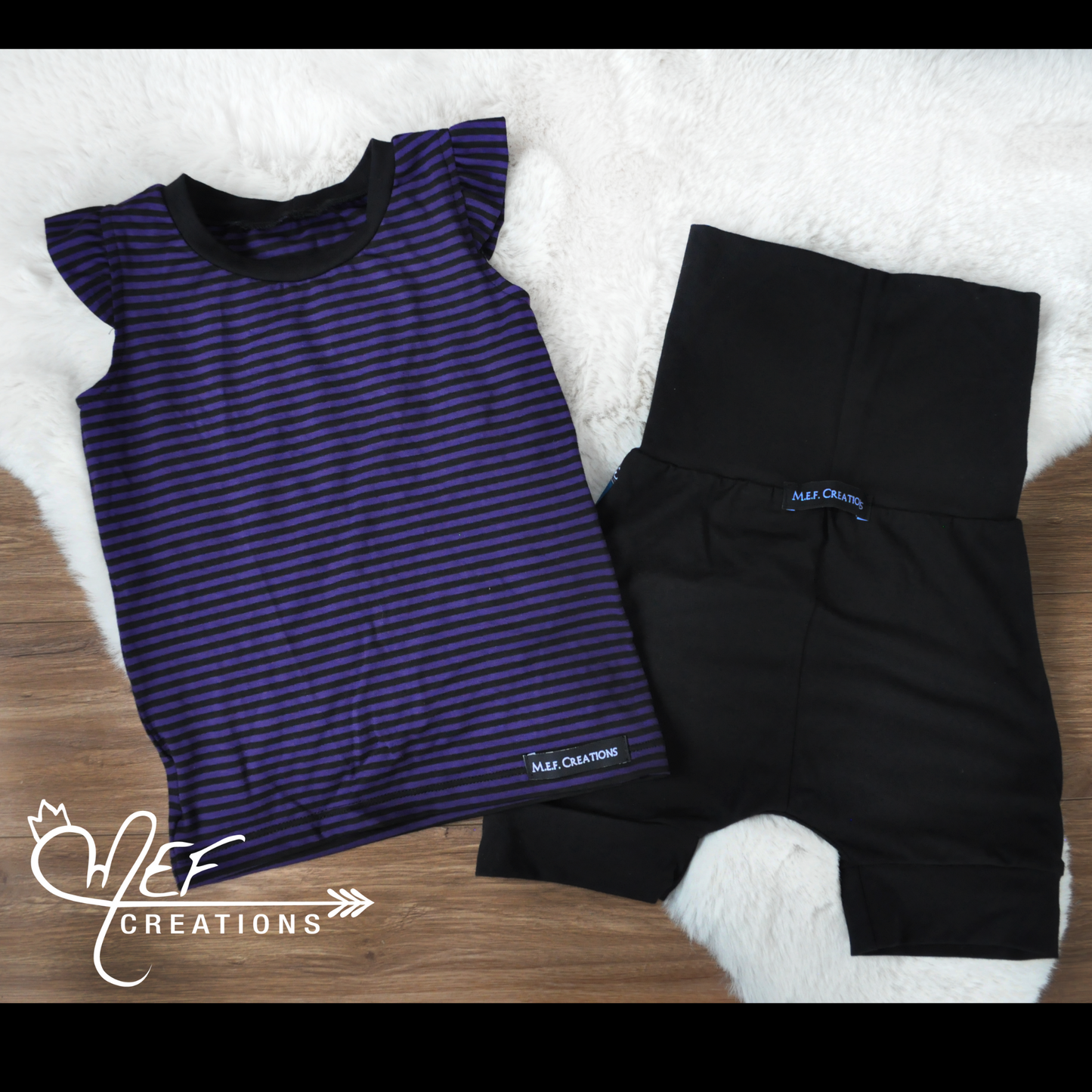 Camisole à volants lignée mauve et noire pour bébé et enfant