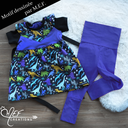 Robe dino colorés dessinés par MEF