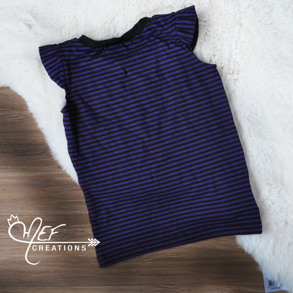 Camisole à volants lignée mauve et noire pour bébé et enfant