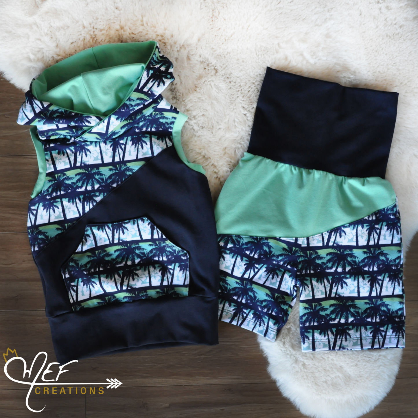 Hoodie motif de palmiers sans manches bébé et enfant