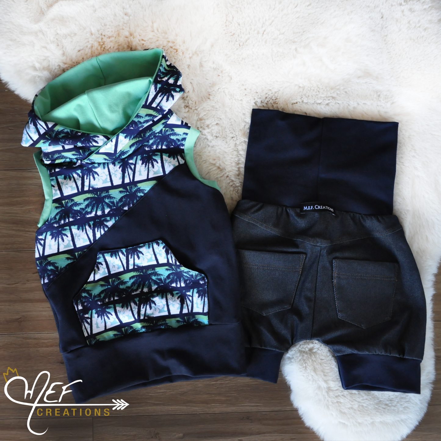 Hoodie motif de palmiers sans manches bébé et enfant