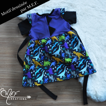 Robe dino colorés dessinés par MEF