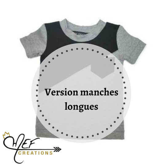 T-shirt bicolore asymétrique noir, manches LONGUES