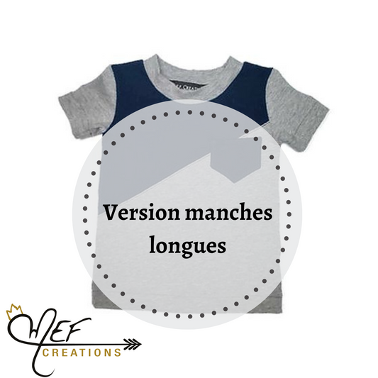 T-shirt garçon manches longues, asymétrique poche MARINE