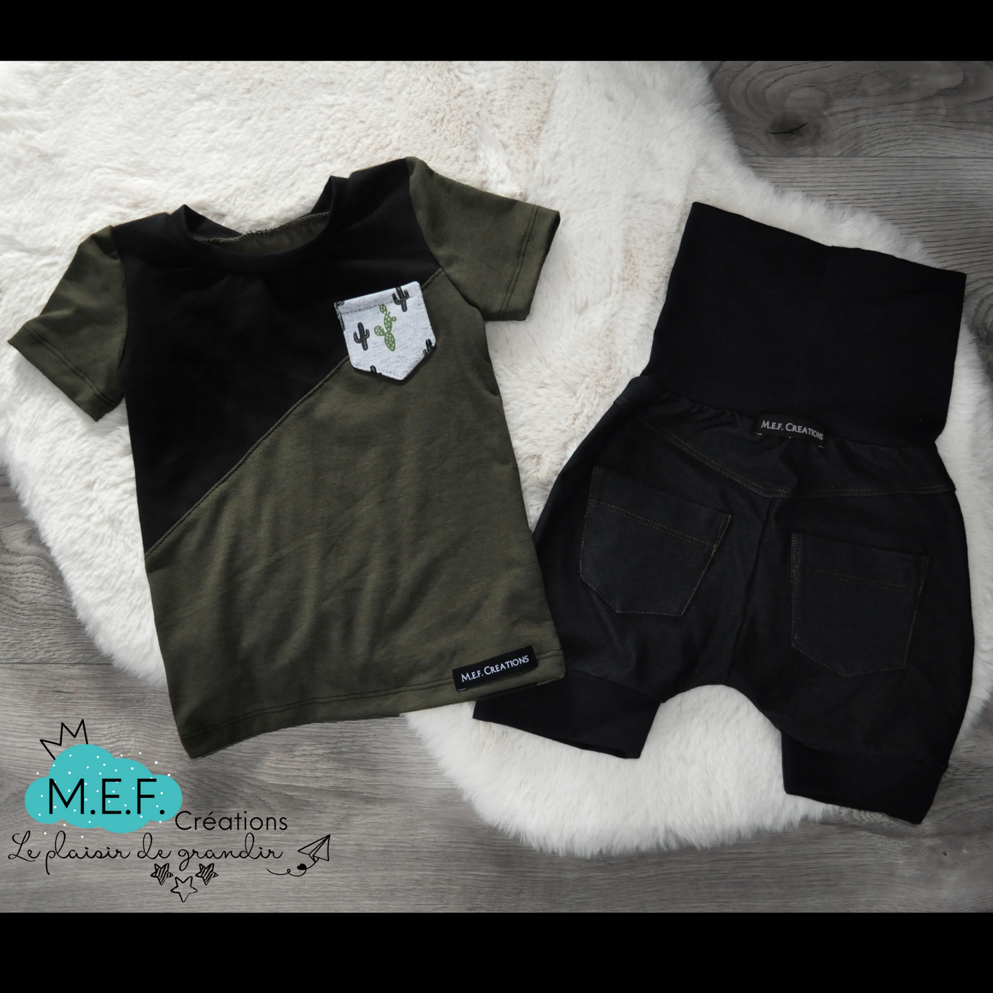 T-shirt cactus et khaki pour bébé et enfant