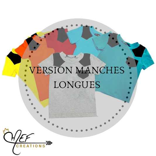 T-shirt garçon empiècement noir, 11 coloris, manches longues