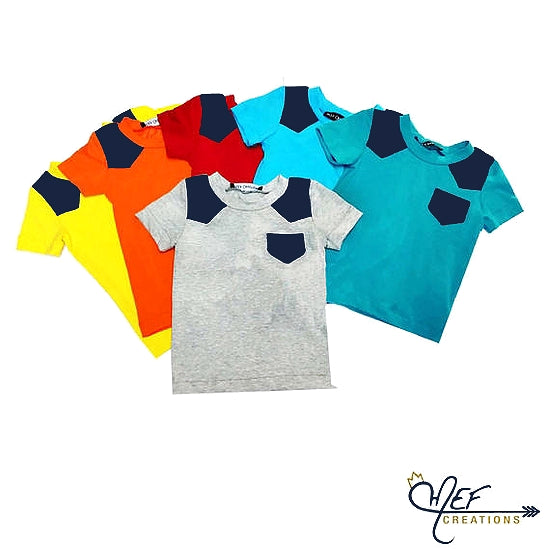 T-shirt garçon empiècement MARINE, 11 coloris