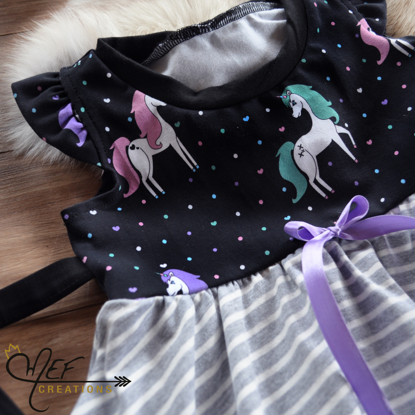Robe motif Licornes pour bébé et enfant, MOTIF EXCLUSIF MEF